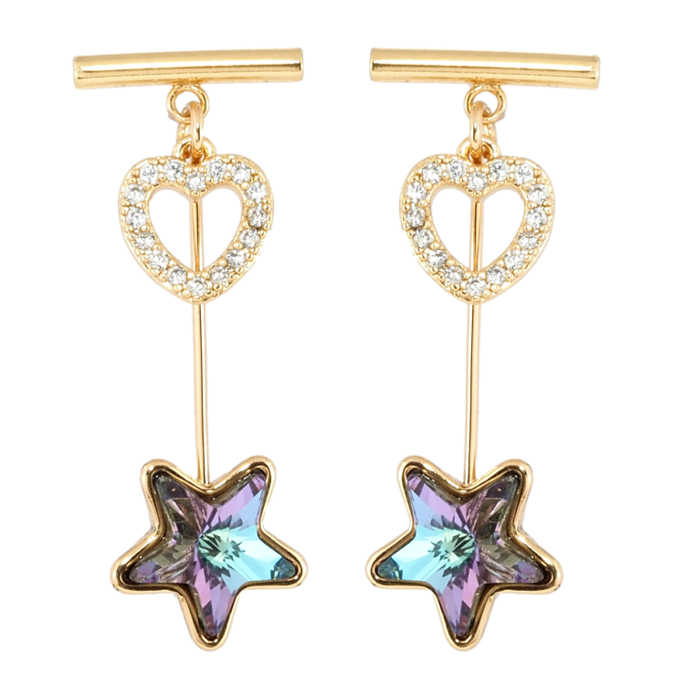 Сережки Xuping колір 18K з кристалами Swarovski пусети Сердечко та Кристал Зірочка фото №18