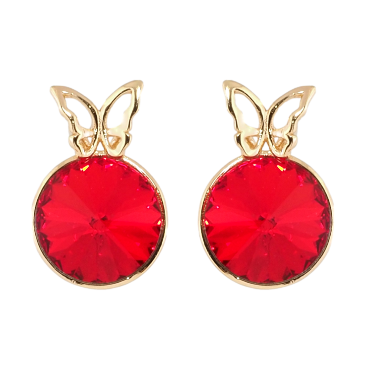 Сережки Xuping колір 18K з кристалами Swarovski пусети Кристал Light Siam з метеликом фото №6