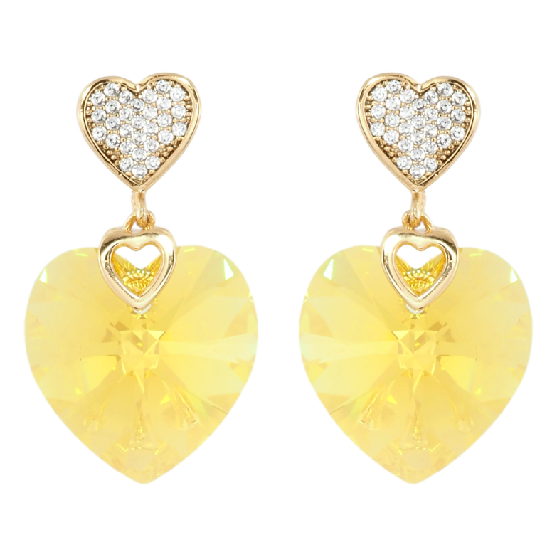 Сережки Xuping колір 18K з кристалами Swarovski пусети Сердечки кристал та Yellow Swarovski Crystal фото №7 Сережки Xuping колір 18K з кристалами Swarovski пусети Сердечки кристал та Yellow Swarovski Crystal фото №7