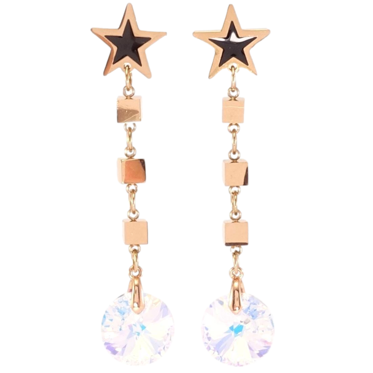 Сережки Xuping колір РВ з кристалами Swarovski пусети Зірки з підвісками із кристала Shimmer фото №16