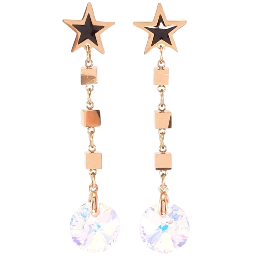 Сережки Xuping колір РВ з кристалами Swarovski пусети Зірки з підвісками із кристала Shimmer фото №1 Сережки Xuping колір РВ з кристалами Swarovski пусети Зірки з підвісками із кристала Shimmer фото №1