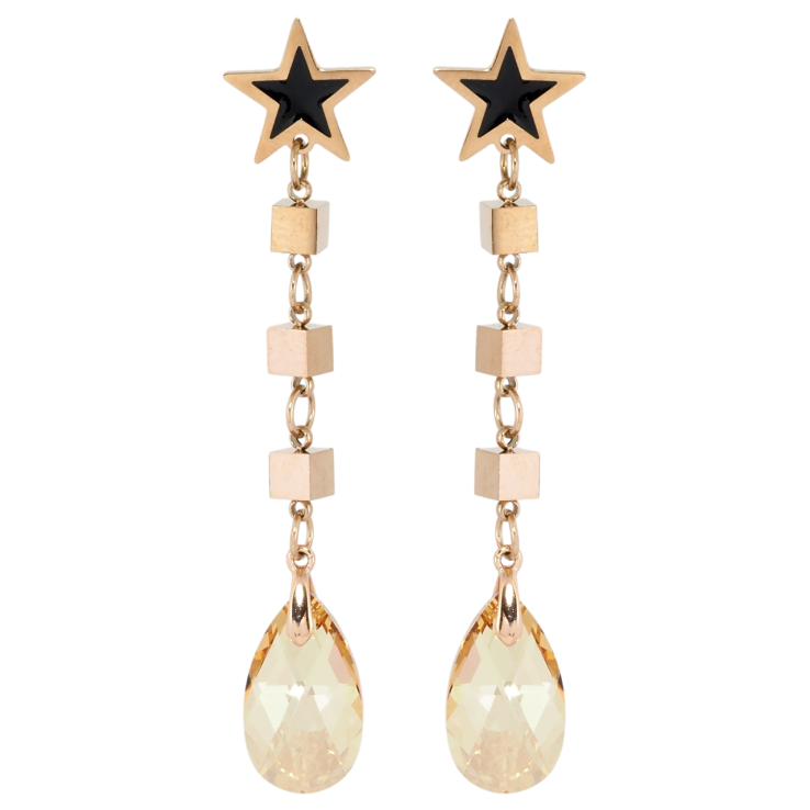 Сережки Xuping колір РВ з кристалами Swarovski пусети Зірки з підвісками із кристала Golden Shadow фото №11