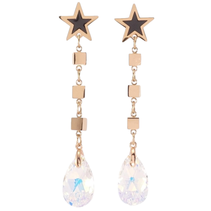 Сережки Xuping колір РВ з кристалами Swarovski пусети Зірки з підвісками із кристала Shimmer фото №13