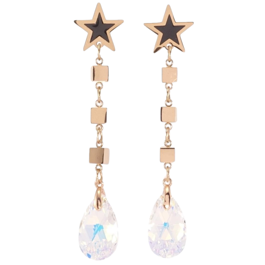 Сережки Xuping колір РВ з кристалами Swarovski пусети Зірки з підвісками із кристала Shimmer фото №1 Сережки Xuping колір РВ з кристалами Swarovski пусети Зірки з підвісками із кристала Shimmer фото №1