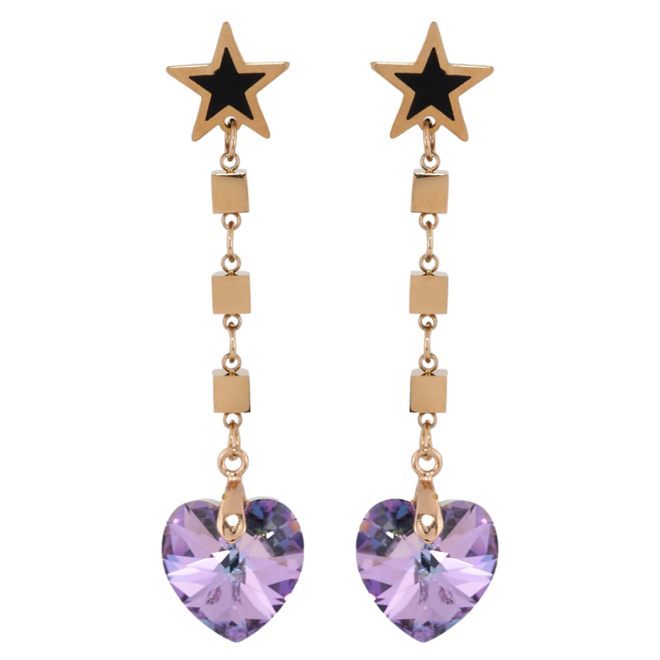 Сережки Xuping колір РВ з кристалами Swarovski пусети Зірки з підвісками з кришталевих сердець Paradise фото №8