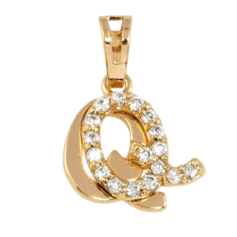 Кулон Xuping Позолота 18K Літера Q з цирконієм фото №2 Кулон Xuping Позолота 18K Літера Q з цирконієм фото №2