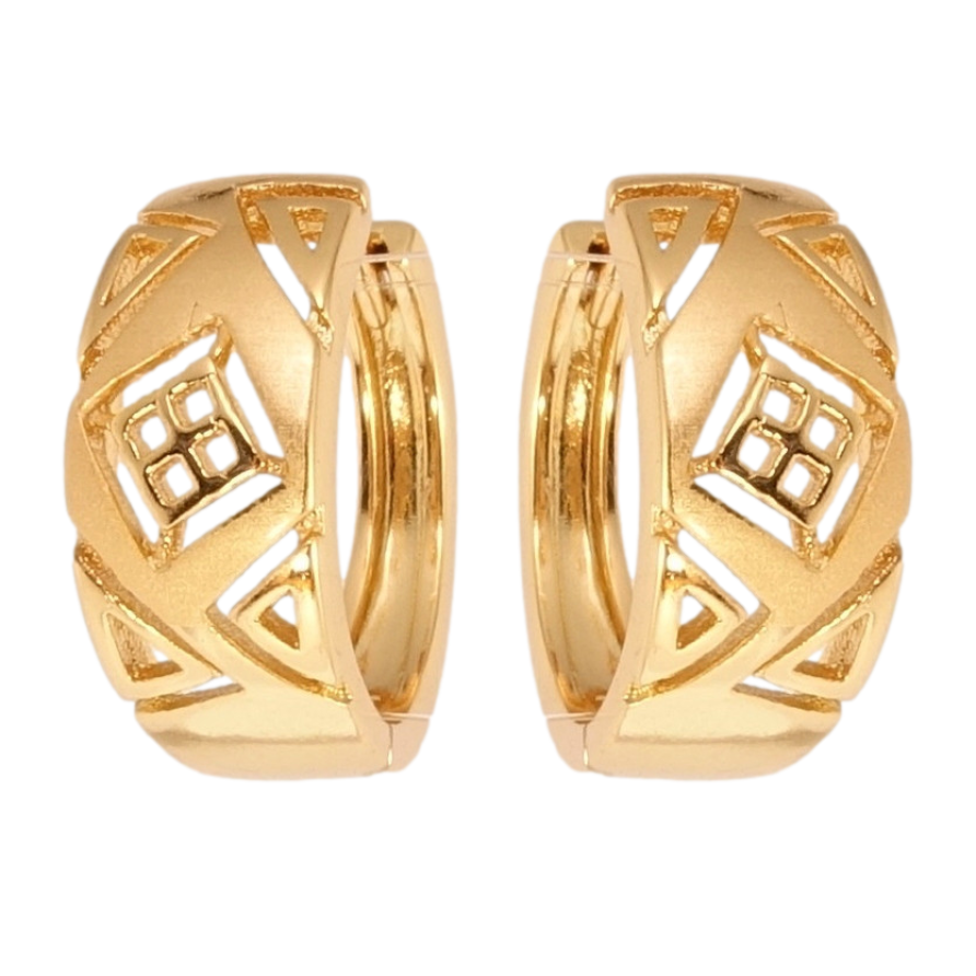 Сережки Xuping Позолота 18K колечки Декоративний різьблений орнамент із напиленням фото №1 Сережки Xuping Позолота 18K колечки Декоративний різьблений орнамент із напиленням фото №1
