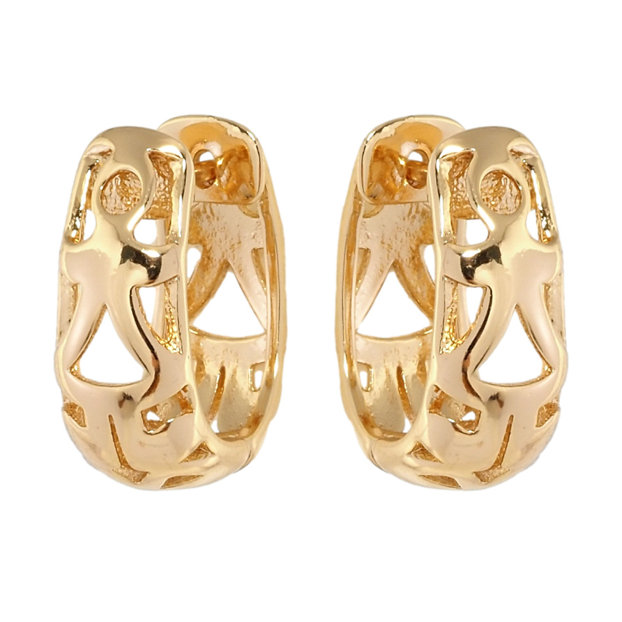 Сережки Xuping Позолота 18K колечки Декоративний різьблений орнамент фото №1 Сережки Xuping Позолота 18K колечки Декоративний різьблений орнамент фото №1