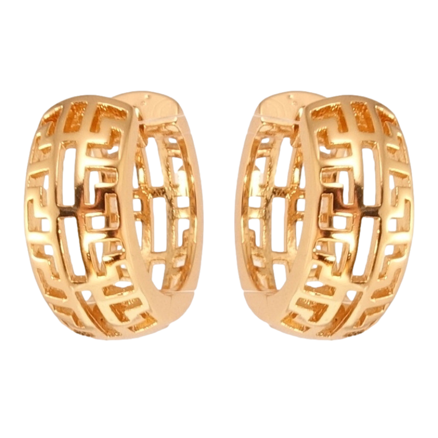 Сережки Xuping Позолота 18K колечки Різний меандровий орнамент фото №1 Сережки Xuping Позолота 18K колечки Різний меандровий орнамент фото №1