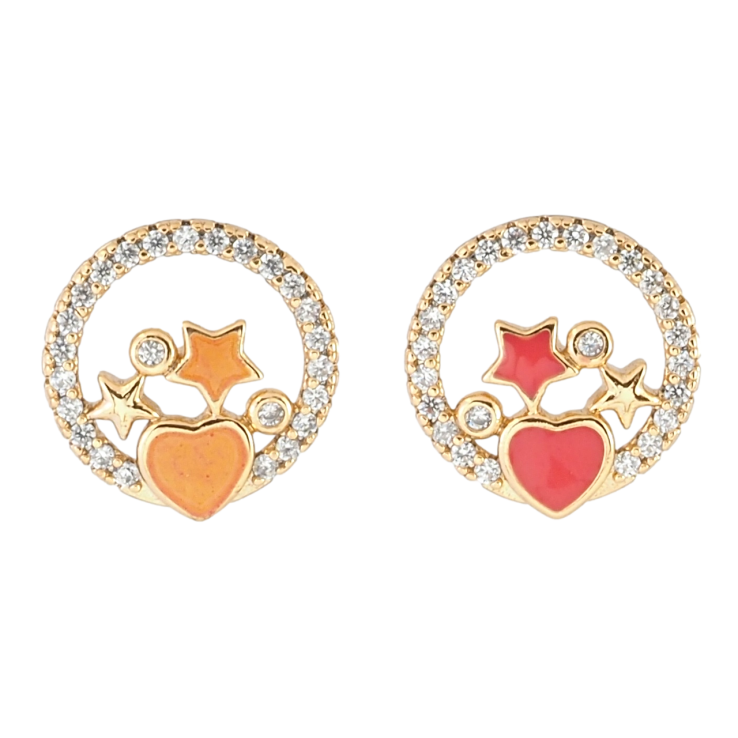 Серьги Xuping Позолота 18K пусеты Красно-оранжевые звездочки и сердечко в колечке циркония фото №15 Серьги Xuping Позолота 18K пусеты Красно-оранжевые звездочки и сердечко в колечке циркония фото №15