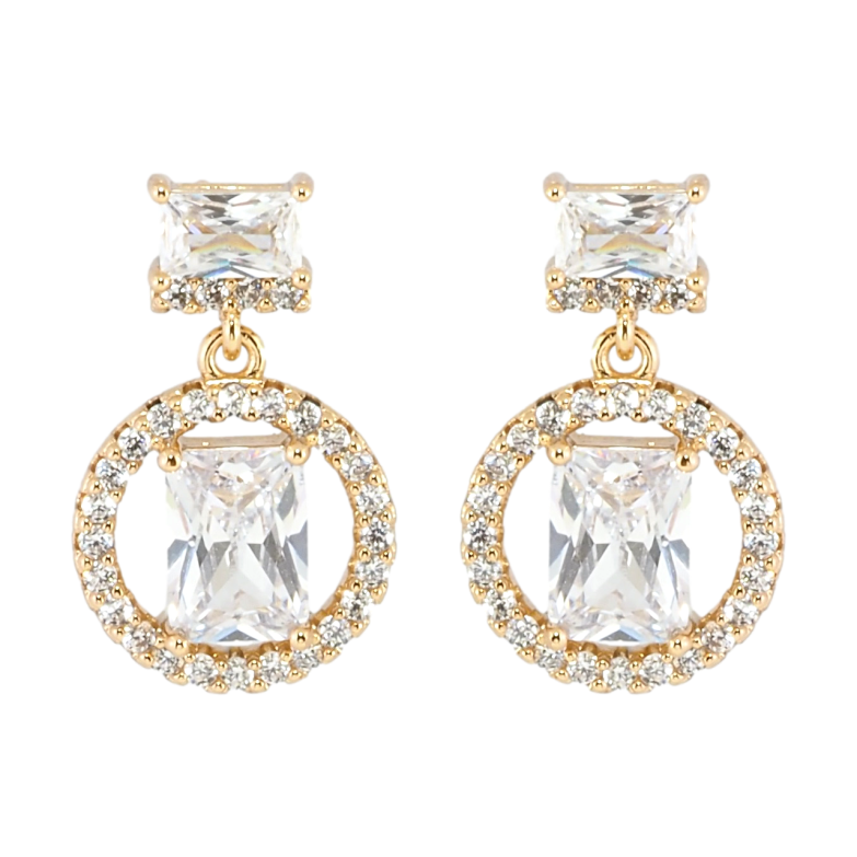 Серьги Xuping Позолота 18K пусеты Кристальные подвески фото №11
