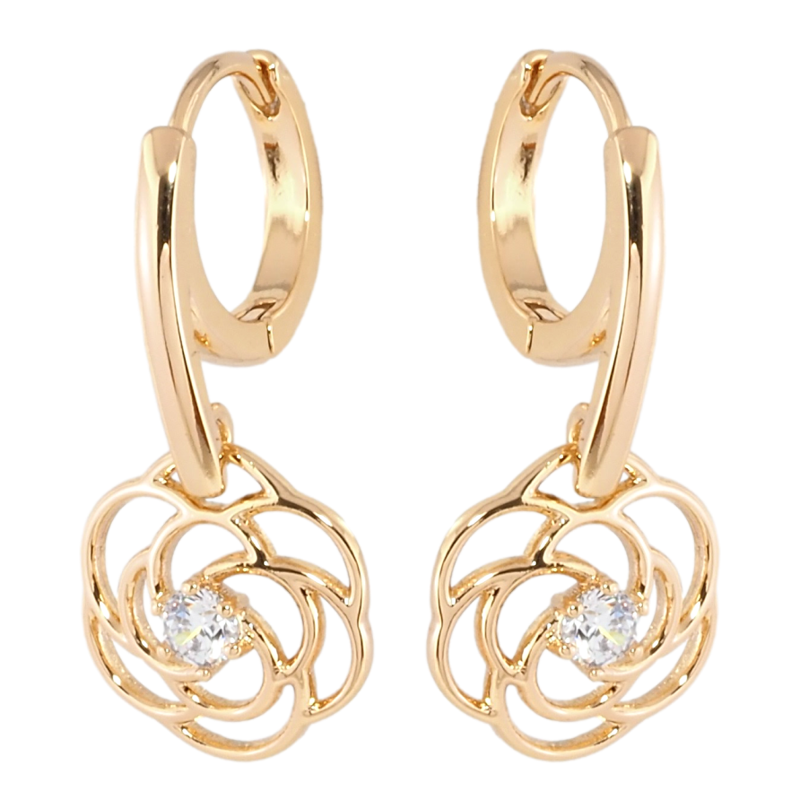 Серьги Xuping Позолота 18K подвески на колечках Цветочки фото №1 Серьги Xuping Позолота 18K подвески на колечках Цветочки фото №1