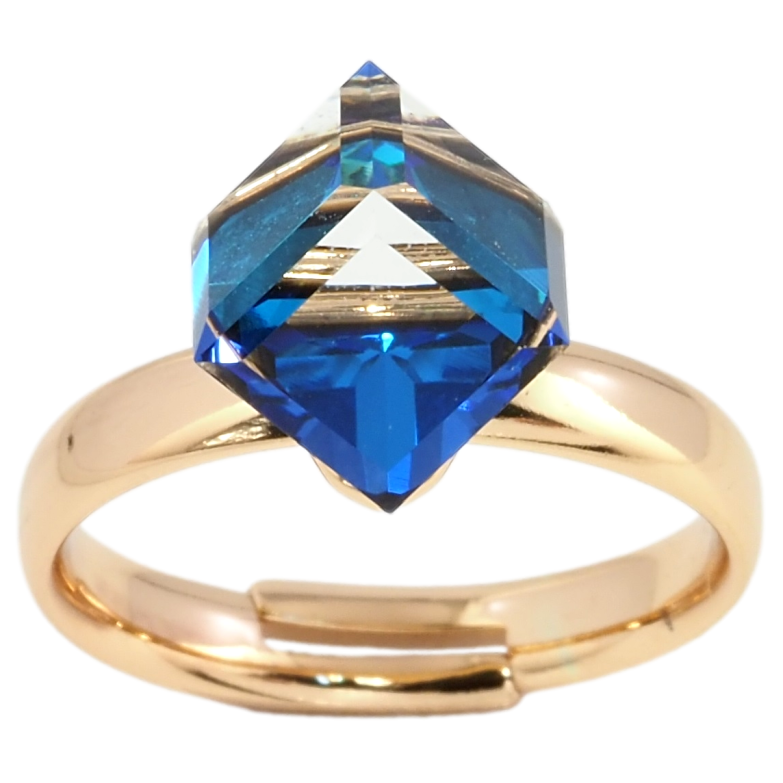Каблучка Xuping колір 18K з кр-ми Swarovski Кристальний куб Metallic Blue, 8х8мм фото №9 Каблучка Xuping колір 18K з кр-ми Swarovski Кристальний куб Metallic Blue, 8х8мм фото №9