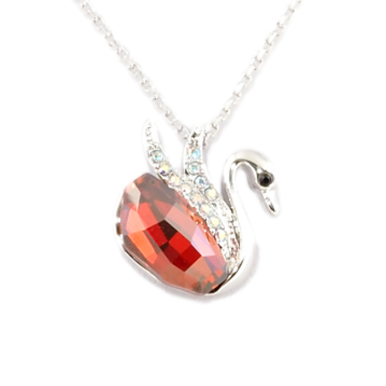 Кулон Xuping колір Родій із кристалами Swarovski на ланцюжку Лебідь Вставка Червоний Кристал довжина 38,5-43,5см х фото №2 Кулон Xuping колір Родій із кристалами Swarovski на ланцюжку Лебідь Вставка Червоний Кристал довжина 38,5-43,5см х фото №2