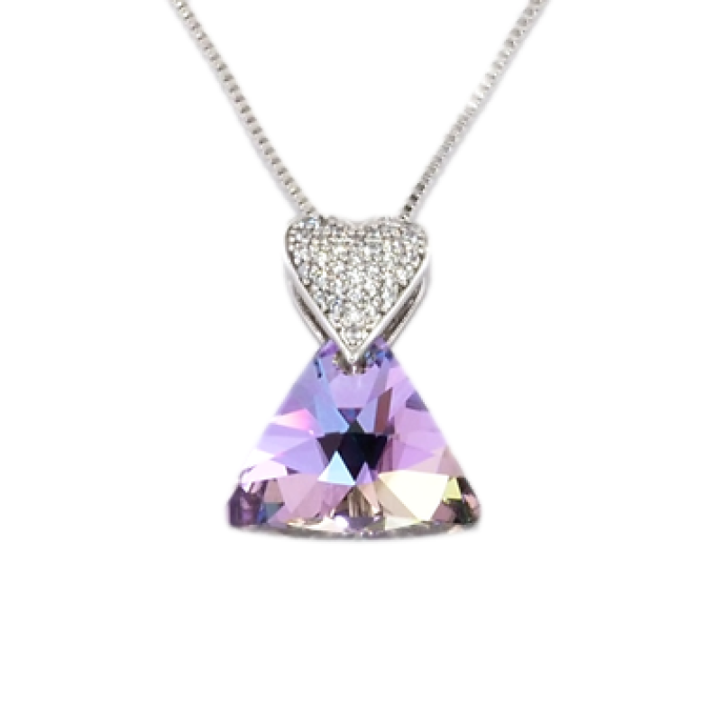 Кулон Xuping колір Родій із кристалами Swarovski на ланцюжку Серце і Трикутний Кристал довжина 40-45см фото №17 Кулон Xuping колір Родій із кристалами Swarovski на ланцюжку Серце і Трикутний Кристал довжина 40-45см фото №17