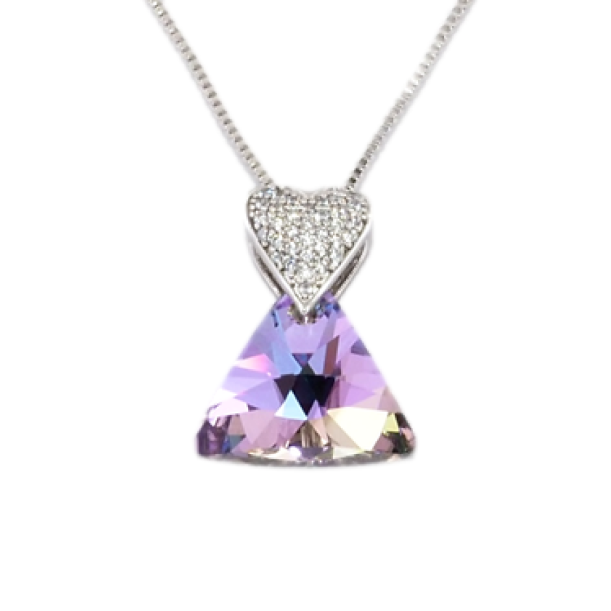 Кулон Xuping цвет Родий с кристаллами Swarovski на цепочке Сердечко и Треугольный Кристалл длина 40-45см фото №1 Кулон Xuping цвет Родий с кристаллами Swarovski на цепочке Сердечко и Треугольный Кристалл длина 40-45см фото №1