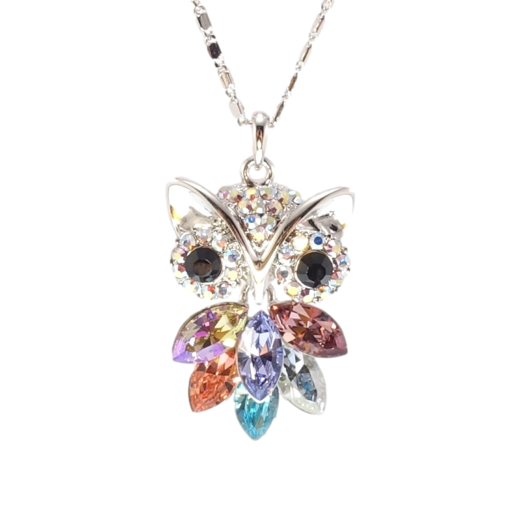 Кулон Xuping колір Родій із кристалами Swarovski на ланцюжку Сова Яскраві Різнокольорові Кристали довжина 38,5-44см х фото №8 Кулон Xuping колір Родій із кристалами Swarovski на ланцюжку Сова Яскраві Різнокольорові Кристали довжина 38,5-44см х фото №8