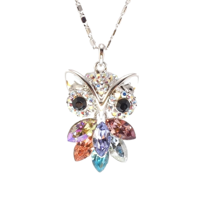 Кулон Xuping цвет Родий с кристаллами Swarovski на цепочке Сова Яркие Разноцветные Кристаллы длина 38,5-44см фото №1 Кулон Xuping цвет Родий с кристаллами Swarovski на цепочке Сова Яркие Разноцветные Кристаллы длина 38,5-44см фото №1