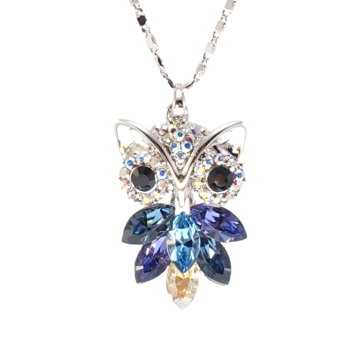 Кулон Xuping колір Родій із кристалами Swarovski на ланцюжку Сова Кристали в Синіх Відтінках довжина 39-45см х 1,5мм фото №9 Кулон Xuping колір Родій із кристалами Swarovski на ланцюжку Сова Кристали в Синіх Відтінках довжина 39-45см х 1,5мм фото №9