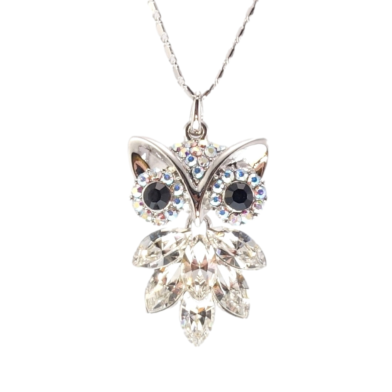 Кулон Xuping колір Родій із кристалами Swarovski на ланцюжку Сова довжина 38-43см х 1,5мм фото №2 Кулон Xuping колір Родій із кристалами Swarovski на ланцюжку Сова довжина 38-43см х 1,5мм фото №2