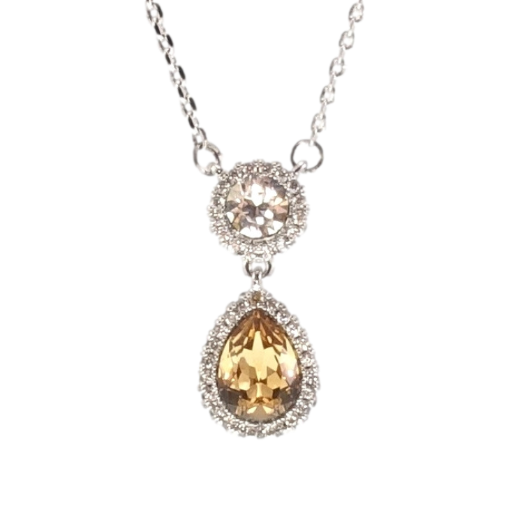 Кулон Xuping цвет Родий с кристаллами Swarovski на цепочке Кристаллы Круг и Капля Цвет Topaz длина фото №15 Кулон Xuping цвет Родий с кристаллами Swarovski на цепочке Кристаллы Круг и Капля Цвет Topaz длина фото №15