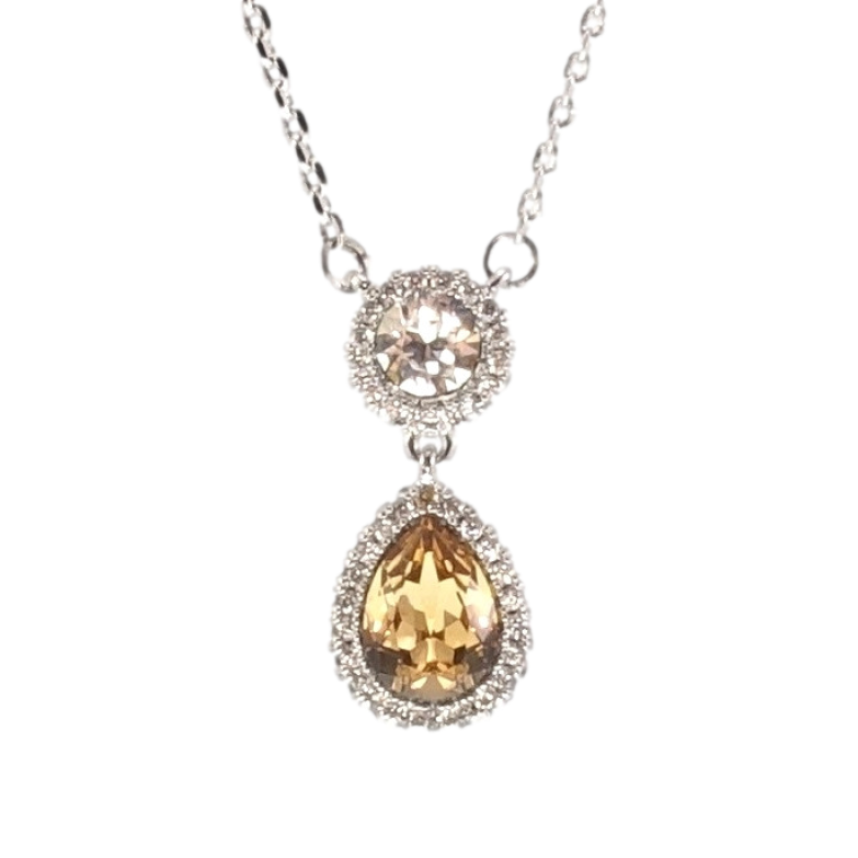 Кулон Xuping колір Родій із кристалами Swarovski на ланцюжку Кристали Коло і Крапля Колір Topaz довжина 42,5-47,5см фото №8 Кулон Xuping колір Родій із кристалами Swarovski на ланцюжку Кристали Коло і Крапля Колір Topaz довжина 42,5-47,5см фото №8
