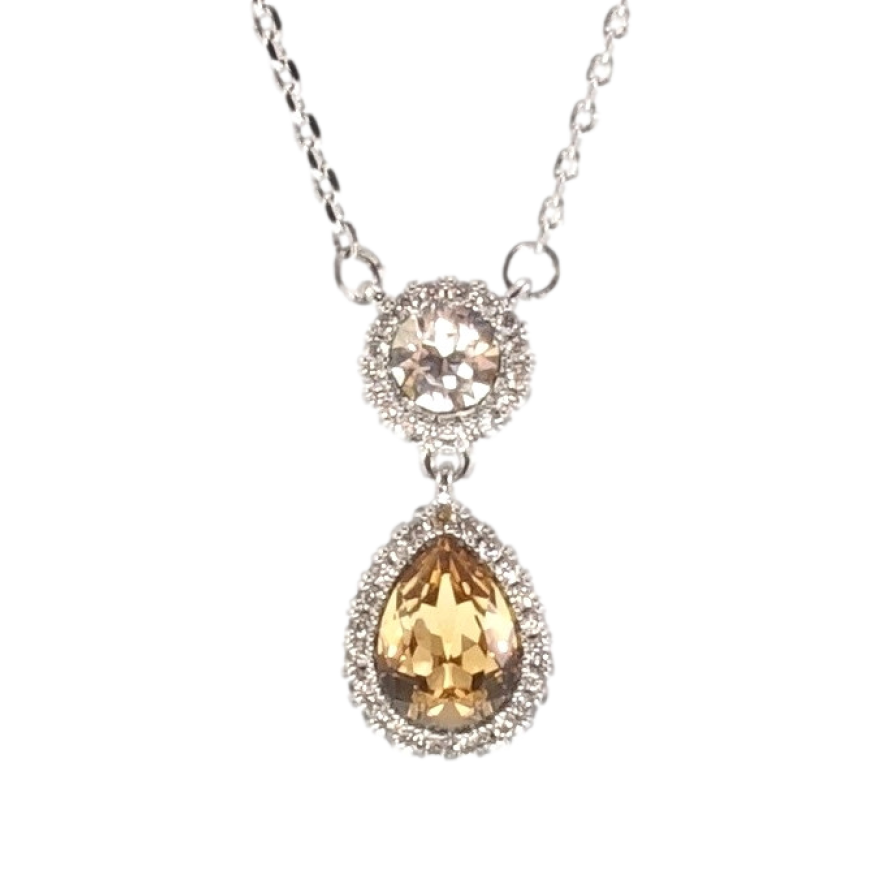 Кулон Xuping колір Родій із кристалами Swarovski на ланцюжку Кристали Коло і Крапля Колір Topaz довжина 42,5-47,5см фото №1 Кулон Xuping колір Родій із кристалами Swarovski на ланцюжку Кристали Коло і Крапля Колір Topaz довжина 42,5-47,5см фото №1