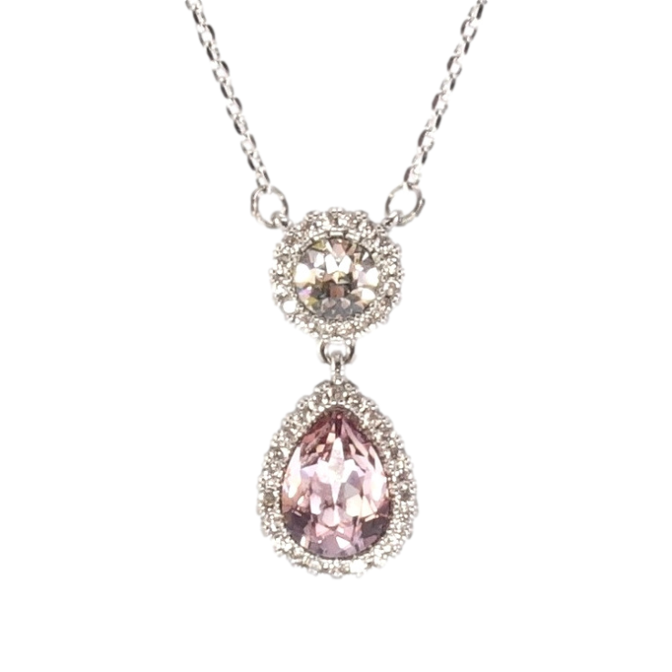 Кулон Xuping колір Родій з кристалами Swarovski на ланцюжку Кристали Коло і Крапля Колір Light Amethyst довжина  40-45см фото №21