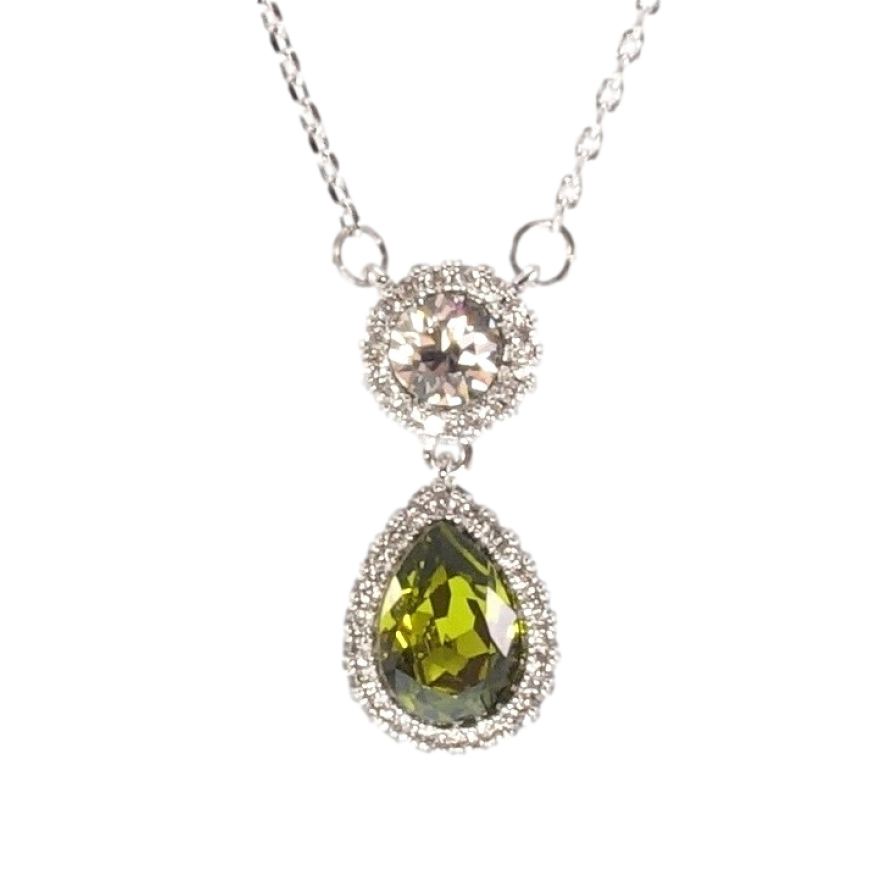 Кулон Xuping цвет Родий с кристаллами Swarovski на цепочке Кристаллы Круг и Зеленая Капля длина 43-48см фото №1 Кулон Xuping цвет Родий с кристаллами Swarovski на цепочке Кристаллы Круг и Зеленая Капля длина 43-48см фото №1