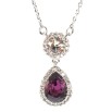 Кулон Xuping цвет Родий с кристаллами Swarovski на цепочке Кристаллы Круг и Фиолетовая Капля длина 42-47см фото №3
