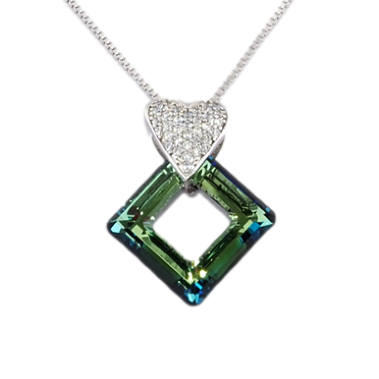 Кулон Xuping колір Родій із кристалами Swarovski на ланцюжку Сердечко Кристал та Перевернутий Квадрат довжина 41-45см фото №11 Кулон Xuping колір Родій із кристалами Swarovski на ланцюжку Сердечко Кристал та Перевернутий Квадрат довжина 41-45см фото №11