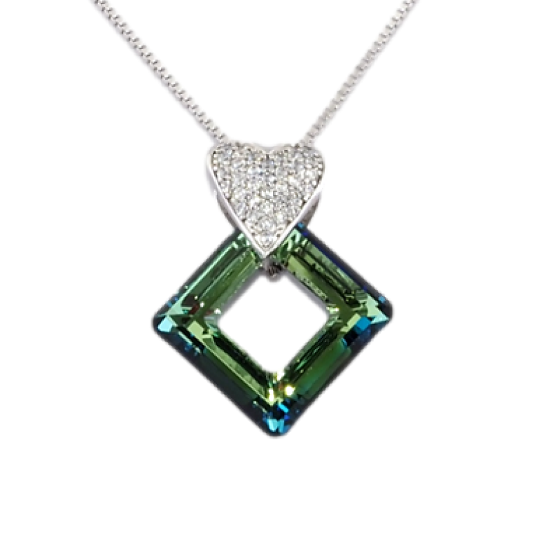 Кулон Xuping цвет Родий с кристаллами Swarovski на цепочке Сердечко Кристалл и Перевернутый Квадрат длина фото №1 Кулон Xuping цвет Родий с кристаллами Swarovski на цепочке Сердечко Кристалл и Перевернутый Квадрат длина фото №1