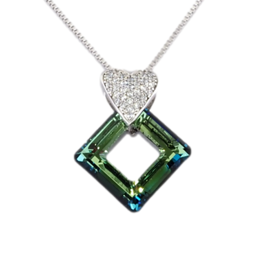 Кулон Xuping колір Родій із кристалами Swarovski на ланцюжку Сердечко Кристал та Перевернутий Квадрат довжина 41-45см фото №1 Кулон Xuping колір Родій із кристалами Swarovski на ланцюжку Сердечко Кристал та Перевернутий Квадрат довжина 41-45см фото №1