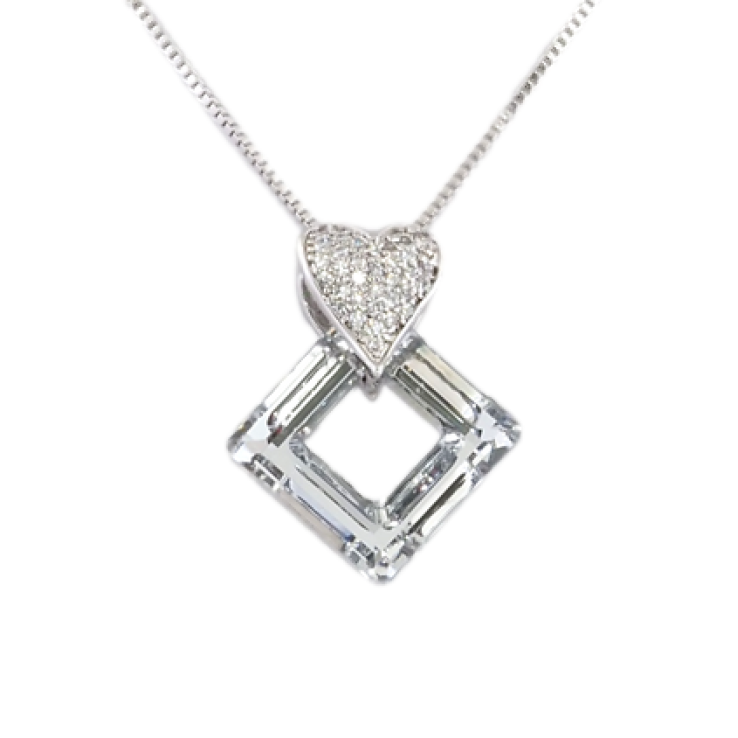 Кулон Xuping колір Родій із кристалами Swarovski на ланцюжку Сердечко Кристал та Перевернутий Квадрат довжина 41-45см фото №19 Кулон Xuping колір Родій із кристалами Swarovski на ланцюжку Сердечко Кристал та Перевернутий Квадрат довжина 41-45см фото №19