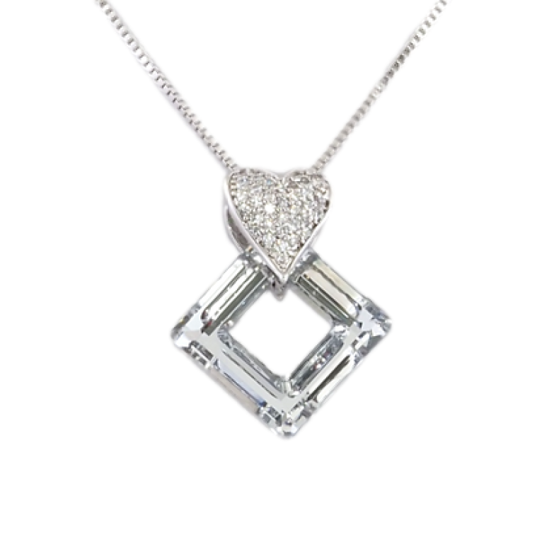 Кулон Xuping колір Родій із кристалами Swarovski на ланцюжку Сердечко Кристал та Перевернутий Квадрат довжина 41-45см фото №9 Кулон Xuping колір Родій із кристалами Swarovski на ланцюжку Сердечко Кристал та Перевернутий Квадрат довжина 41-45см фото №9