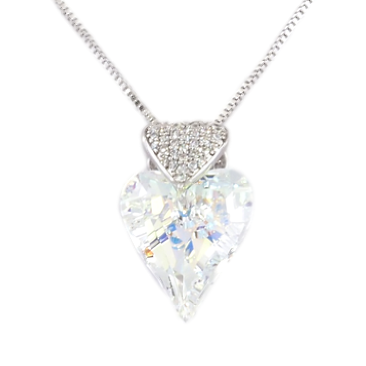 Кулон Xuping цвет Родий с кристаллами Swarovski на цепочке Сердечки Кристалл и Радужный Кристалл длина фото №14 Кулон Xuping цвет Родий с кристаллами Swarovski на цепочке Сердечки Кристалл и Радужный Кристалл длина фото №14