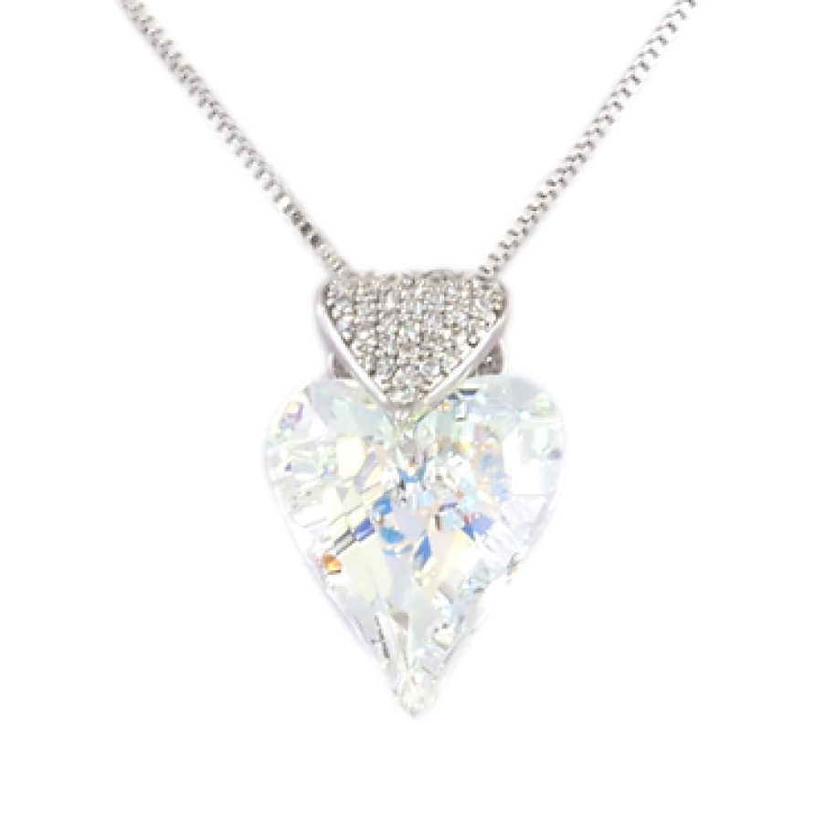 Кулон Xuping цвет Родий с кристаллами Swarovski на цепочке Сердечки Кристалл и Радужный Кристалл длина фото №1 Кулон Xuping цвет Родий с кристаллами Swarovski на цепочке Сердечки Кристалл и Радужный Кристалл длина фото №1