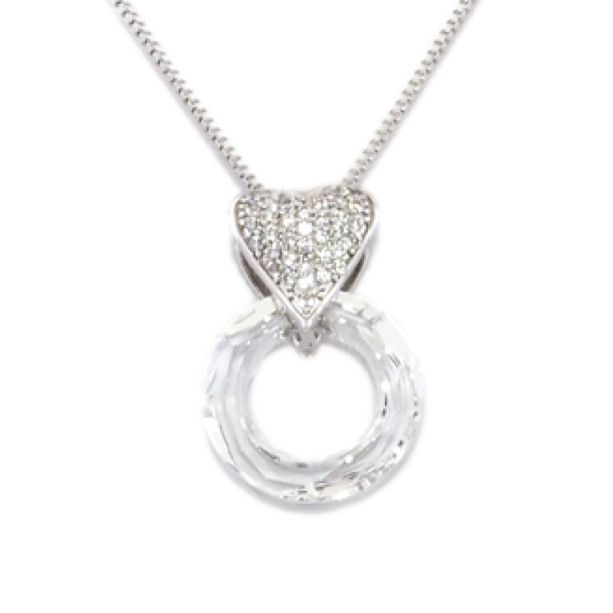 Кулон Xuping колір Родій із кристалами Swarovski на ланцюжку Серця Кристали і Кришталевий круг довжина 40-45см фото №1 Кулон Xuping колір Родій із кристалами Swarovski на ланцюжку Серця Кристали і Кришталевий круг довжина 40-45см фото №1