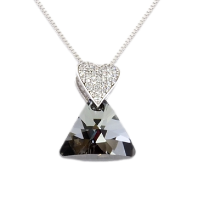 Кулон Xuping цвет Родий с кристаллами Swarovski на цепочке Сердечко Кристалл и Треугольный Кристалл длина фото №3 Кулон Xuping цвет Родий с кристаллами Swarovski на цепочке Сердечко Кристалл и Треугольный Кристалл длина фото №3
