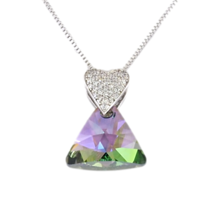 Кулон Xuping цвет Родий с кристаллами Swarovski на цепочке Сердечко Кристалл и Треугольный Кристалл длина фото №8 Кулон Xuping цвет Родий с кристаллами Swarovski на цепочке Сердечко Кристалл и Треугольный Кристалл длина фото №8