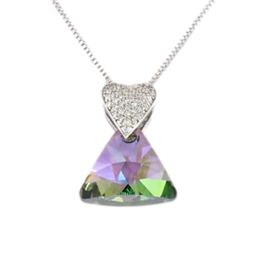 Кулон Xuping цвет Родий с кристаллами Swarovski на цепочке Сердечко Кристалл и Треугольный Кристалл длина фото №1 Кулон Xuping цвет Родий с кристаллами Swarovski на цепочке Сердечко Кристалл и Треугольный Кристалл длина фото №1