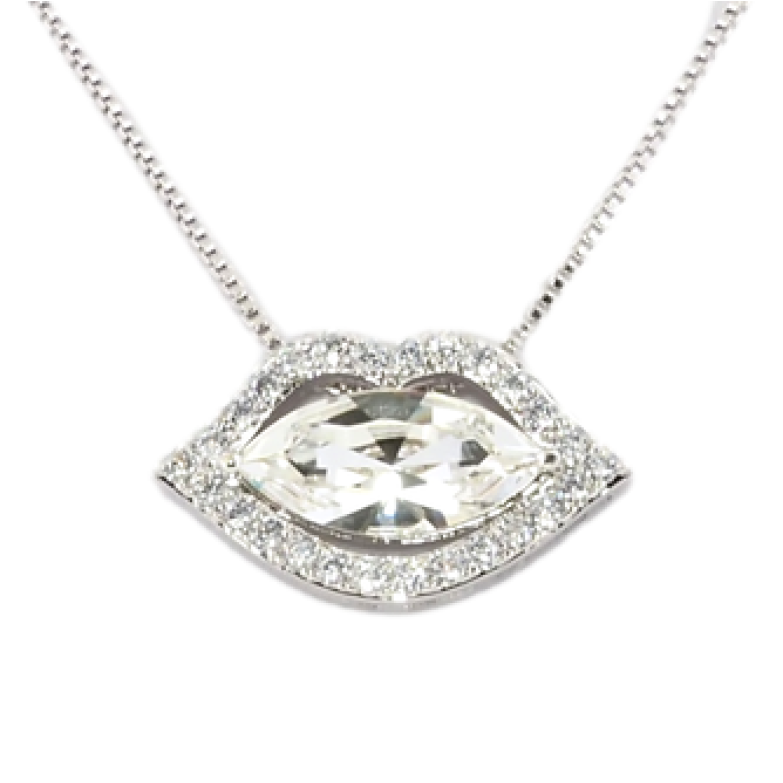 Кулон Xuping цвет Родий с кристаллами Swarovski на цепочке Нежные Уста длина 39-44 см фото №1