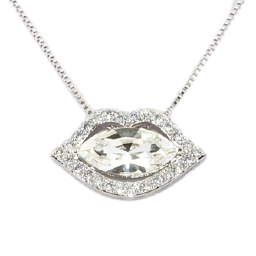 Кулон Xuping цвет Родий с кристаллами Swarovski на цепочке Нежные Уста длина 39-44 см фото №1