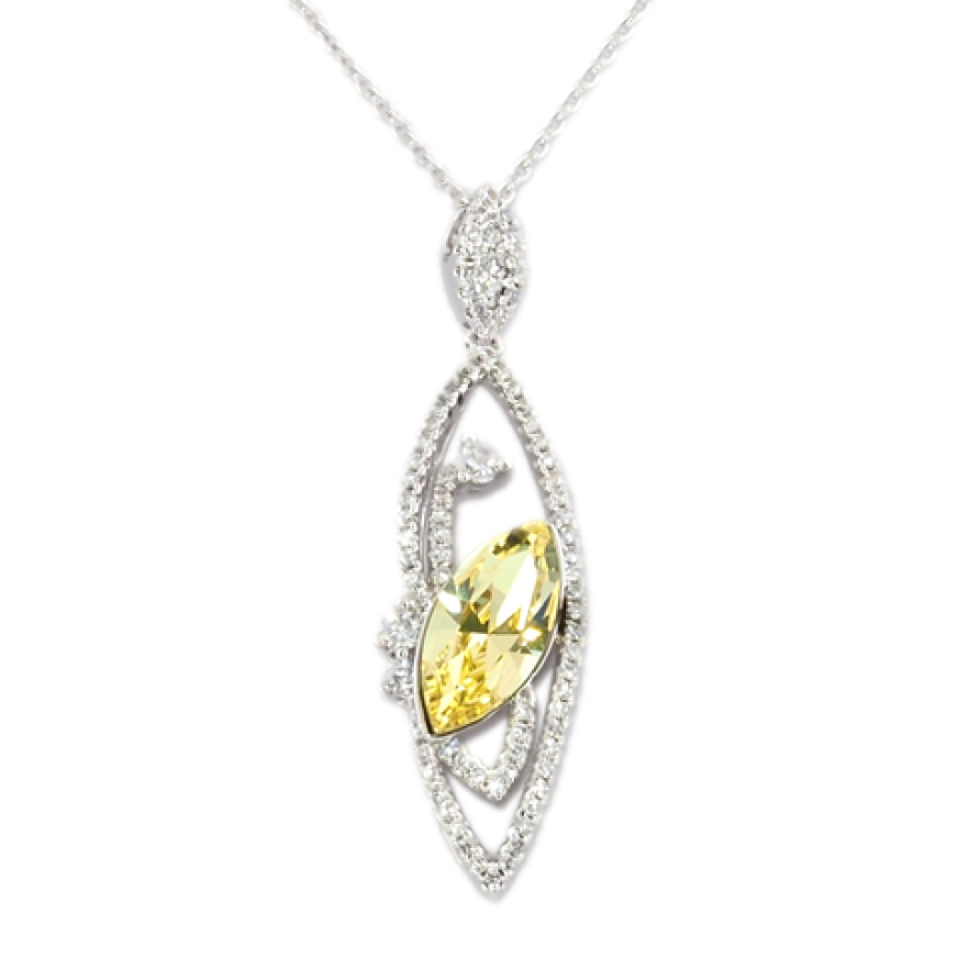 Кулон Xuping цвет Родий с кристаллами Swarovski на цепочке Изящный Узор с Кристаллом Цвет Citrine длина фото №1 Кулон Xuping цвет Родий с кристаллами Swarovski на цепочке Изящный Узор с Кристаллом Цвет Citrine длина фото №1
