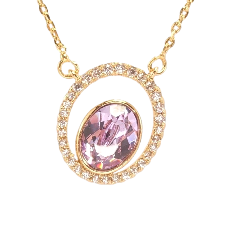 Підвіска Xuping 18K із кристалами Swarovski на ланцюжку Кристал Light Amethyst у рамці дл.43-49см фото №3 Підвіска Xuping 18K із кристалами Swarovski на ланцюжку Кристал Light Amethyst у рамці дл.43-49см фото №3