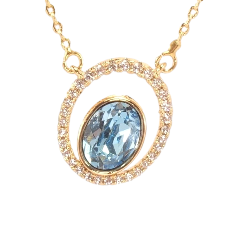 Підвіска Xuping 18K з кристалами Swarovski на ланцюжку Кристал Aquamarine в овальній рамці 43-48см фото №4 Підвіска Xuping 18K з кристалами Swarovski на ланцюжку Кристал Aquamarine в овальній рамці 43-48см фото №4
