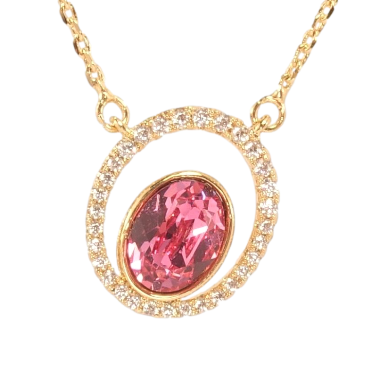 Підвіска Xuping 18K з кристалами Swarovski на ланцюжку Кристал Rose в овальній рамці дл.43-48см фото №1 Підвіска Xuping 18K з кристалами Swarovski на ланцюжку Кристал Rose в овальній рамці дл.43-48см фото №1