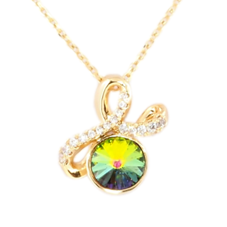 Кулон Xuping 18K с кристаллами Swarovski на цепочке Ленточный бантик с кристаллом Vitrail Medium дл.40-45см фото №2 Кулон Xuping 18K с кристаллами Swarovski на цепочке Ленточный бантик с кристаллом Vitrail Medium дл.40-45см фото №2