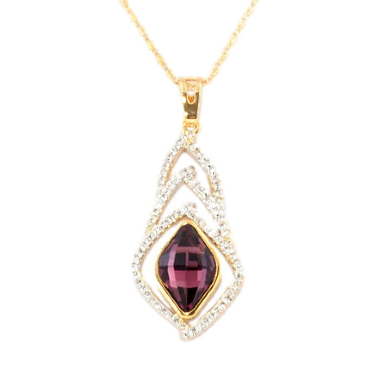 Кулон Xuping колір+колір Родій з кристалами Swarovski на ланцюжку Кристал Burgundy форма лимон довжина 45см фото №1 Кулон Xuping колір+колір Родій з кристалами Swarovski на ланцюжку Кристал Burgundy форма лимон довжина 45см фото №1