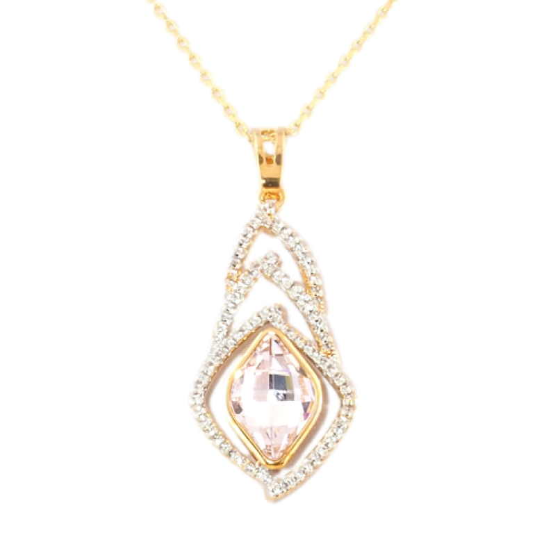 Кулон Xuping колір+колір Родій з кристалами Swarovski на ланцюжку Кристал Light Rose форма лимон дл.40-45см фото №1 Кулон Xuping колір+колір Родій з кристалами Swarovski на ланцюжку Кристал Light Rose форма лимон дл.40-45см фото №1